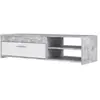 Meuble TV PILVI - Blanc et béton clair - Contemporain - L 120 x P 42,1...