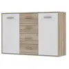Buffet bas PILVI - 2 portes et 4 tiroirs - Blanc et chêne sonoma - L 1...