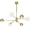 MOKA Kroonluchter messing Witte Bollen 6-lichts