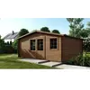 Abri de jardin 25 m² - traité marron - porte double - Ép. 28 mm DOM596...