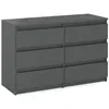 Commode de salon meuble TV 100 cm 6 tiroirs gris mat