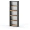 STIV Bibliothèque de bureau Wotan en chêne gris 60 cm, 5 étagères, éta...