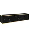 SELSEY Meuble TV - MUCALMA - 135 cm - marbre noir avec inserts dorés