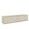 SELSEY Meuble TV - MUCALMA - 135 cm - beige avec inserts dorés