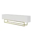 SELSEY Meuble TV - VELDIO - 175 cm - blanc sur pieds dorés