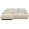 Canapé d'angle gauche convertible MIKA 3 places - Velours côtelé beige...