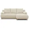 Canapé d'angle droit convertible MIKA 3 places - Velours côtelé beige - Coffre de rangement - L218 x P98/145 x H84 cm