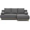 Canapé d'angle droit convertible MIKA 3 places - Tissu gris clair - Co...