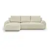 Canapé d'angle gauche convertible 3 places MILO - Velours côtelés beige - Coffre de rangement - L 264 x H 84 x P 99/145 cm
