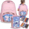 DISNEY Stitch ENSEMBLE SCOLAIRE pour fille: SAC À DOS renforcé + TROUS...
