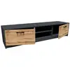 MATKAM Meuble TV Graphite - Banc TV, Table TV avec 2 portes et 2 étagères - 160 x 41 x 36 cm