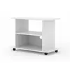 Commode Meuble TV Yogi Blanc - Design Moderne - 2 Étagères - Roues - H...