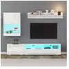 NECHE Set TV Mural Moderne 3 Pièces Blanc - Meuble TV 175cm Armoire Mu...