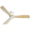 YOLEO Ventilateur de plafond Naturel de 132cm 3 Pales en bois massif Télécommande Moteur DC Silencieux pour salon Blanc