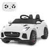 Voiture Électrique Enfant Jaguar F-type SVR avec Télécommande, Lumières LED / Lecteur MP3, Port USB, Démarrage Progressif, Blanc