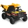 GOPLUS Camion Voiture Électrique pour Enfant 3-8 Ans avec Trémie Réver...