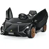 COSTWAY Lamborghini Sian Voiture Électrique 12v/4,5 Ah Pour Enfants 3-8 Ans,Télécommande 2.4g, 2 Moteur, Mp3, Usb, Tf, Radio, Récit Noir
