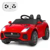 COSTWAY Jaguar Voiture Électrique 12V/4,5 pour Enfants 3-8 Ans, Télécommande 2.4G, 3-5 km/h,2 Moteur, MP3, USB, TF, Récit Rouge