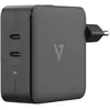 V7 - Adaptateur secteur - 3 A - 2 connecteurs de sortie (USB-C) - noir