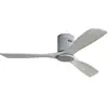 YOLEO Ventilateur de plafond Encastré de 132cm 3 Pales en bois massif Télécommande Moteur DC Silencieux pour salon Gris