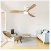 YOLEO Ventilateur de plafond décoratif de 132cm avec Télécommande à 6 vitesses,3 Pales en bois massif,Moteur DC pour salon,Blanc