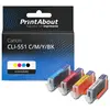 PrintAbout huismerk Inktcartridge CLI-551 C/M/Y/BK 4-kleuren Multipack...