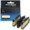PrintAbout huismerk Inktcartridge 711 (CZ136A) Geel Multipack geschikt voor HP
