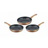 CENOCCO CC-2001 - Set de 3 poeles En pierre - Tous Feux et induction - 20/24/28 cm - Cuivre