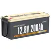 Power Queen Batterie Lithium LiFePO4 12V 200Ah 2560Wh avec BMS 100A pour Camping-car, Caravane, Voyage, Marine, Système Solaire