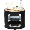 COSTWAY Table Basse Ronde avec Structure en Métal, Inclus Etagères de ...