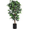 COSTWAY Arbre Artificiel Grand Ficus 180 CM avec Cannes pour Décoratio...
