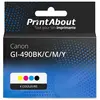 PrintAbout huismerk Inktcartridge GI-490BK/C/M/Y 4-kleuren Multipack Geschikt voor Canon