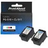 PrintAbout huismerk Inktcartridge PG-510 + CL-511 Zwart + 3 kleuren Multipack geschikt voor Canon