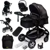 GAGADUMI BAZARLAND30.Poussette 3 en 1 set complet avec siège auto -- Poussette combinée - pneus pleins - Sac à langer. Noir