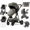 LUXCAR Poussette 3 En 1 Bébé Combinée Siège-Auto Landau Nacelle Réglab...