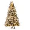 Sapin de Noël LED Floqué 240cm COSTWAY-460 Lumières Blanc Chaud-Articu...