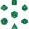 Chessex dobbelstenen set, 7 polydice, Opaque Green w/white