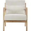 HOMIFAB Fauteuil en bois et velours côtelé beige - Lanna