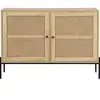 HOMIFAB Buffet 2 portes en cannage naturel et effet chêne 110 cm - Iris