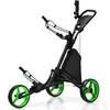 COSTWAY Chariot de Golf Pliable à 4 Roues Sangle Elastique,Porte-paras...