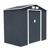 Abri de Jardin en Métal - RELAX4LIFE - 2,7M2 - Portes Coulissantes - 2 Fenêtres - Cabane de Jardin Exterieur - 213X127X185CM - Gris