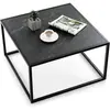 COSTWAY Table Basse Carrée Moderne, 70 x 70 x 40 CM, avec Dessus de Table en Faux Marbre et Structure en Acier, Noir