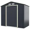 Abri de Jardin en Metal 2,7m² - GOPLUS - 2 Portes Coulissantes et Fenêtres - Toit Traditionnel Extensible - Cabane à Outils,Gris