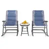 COSTWAY Ensemble de Jardin 3 PCS Table Basse en Verre avec 2 Chaises E...