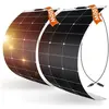 DOKIO 2PC Panneau Solaire Souple 100W 12V (200W) Monocristallin Semi-Flexible pour Camping-Car, Camper, Van, Bateaux et Autres
