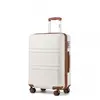 Valise Cabine Moyenne Taille 65x44x25.5cm Valise Bagage a Main Rigide ABS Valise de Voyage à 4 roulettes et Serrure TSA, Crème