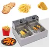 GOJOY Friteuse double friteuse à huile 12 l en acier inoxydable profes...