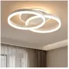 AMDELNE Plafonnier led Salon 2 Ring  50cm, 36W Plafonnier Moderne Dimmable avec Télécommande, en Métal+Acrylique, Design Rond,pour Salon, Chambre, Salle à