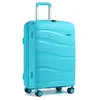 KONO Valise Cabine Moyenne 66x46x26cm Rigide Polypropylène Valise de Voyage à 4 roulettes et Serrure TSA, 70L, R-Bleu