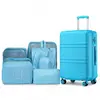 KONO Ensemble de Valises 51.5x40x22cm Légères ABS rigide avec 8 cubes d'emballage, Valise de Voyage à 4 roulettes et Serrure TSA, Bleu